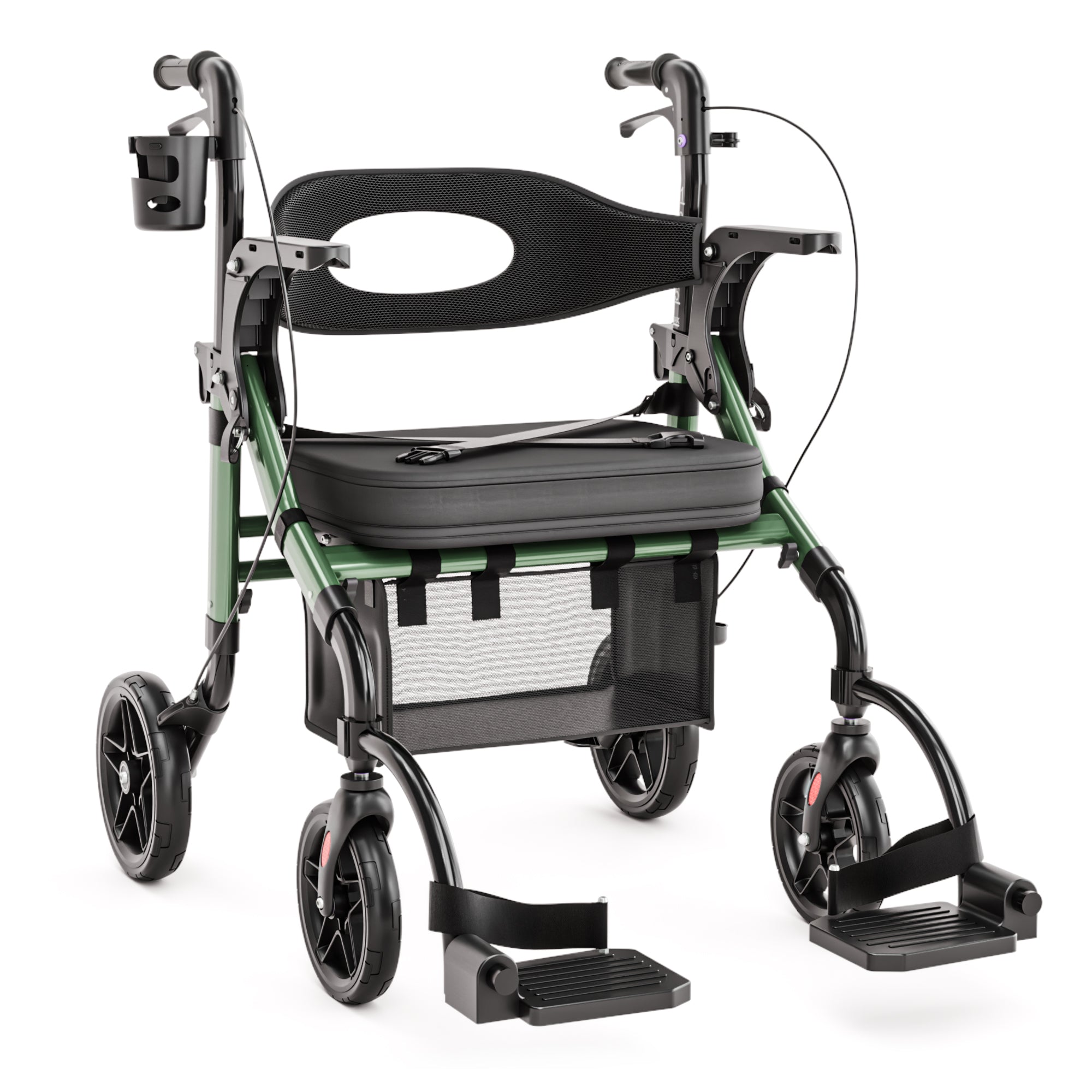 2-in-1 Rollator & Wheelchair H1170 Green