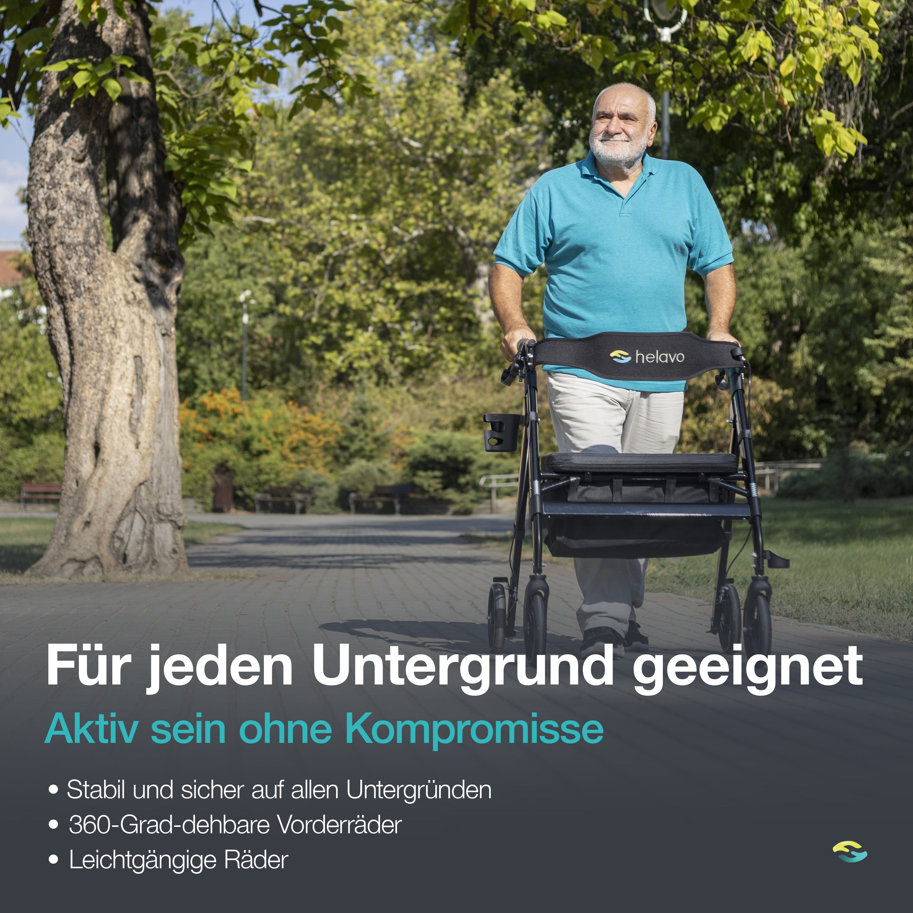 Helavo Heavy Duty Walker with Large, Height-Adjustable Seat - Extra Wide Bariatric Rollator for Seniors - 226 kg Weight Capacity