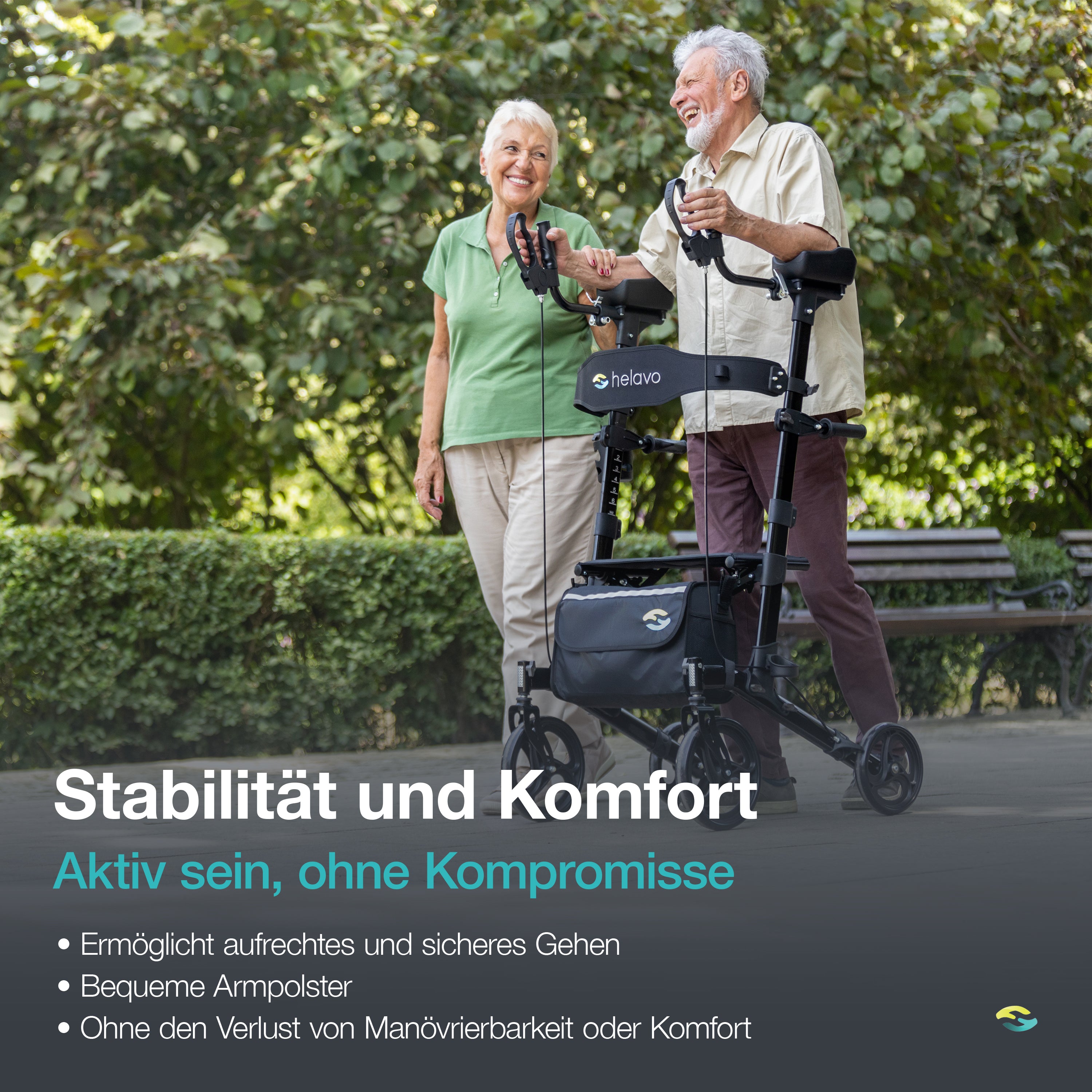 Generalüberholt Arthritis-Rollator mit gepolsterten Unterarmstützen H1060 Schwarz