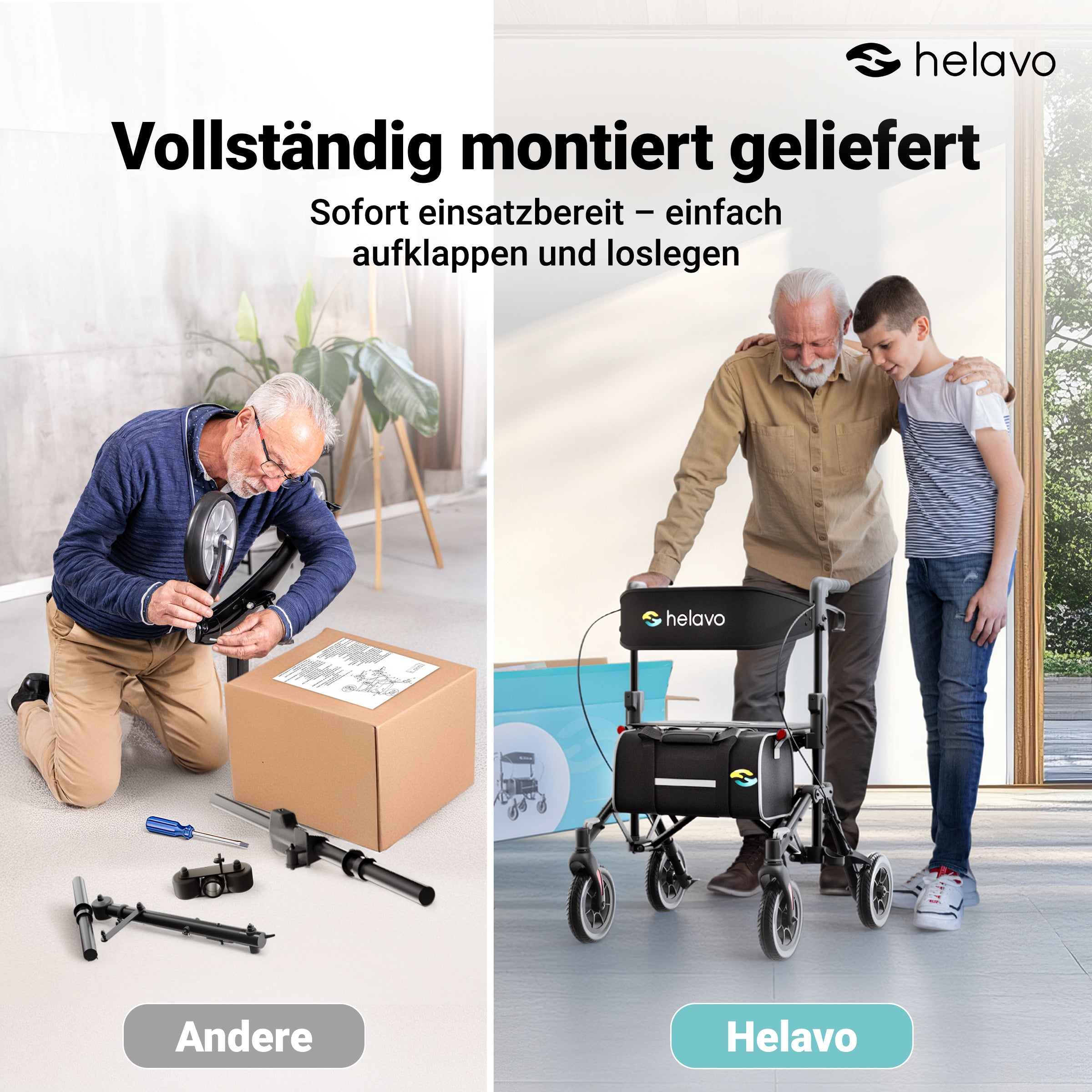 Foldable and Lightweight Walker with Seat for Seniors H1320 Black