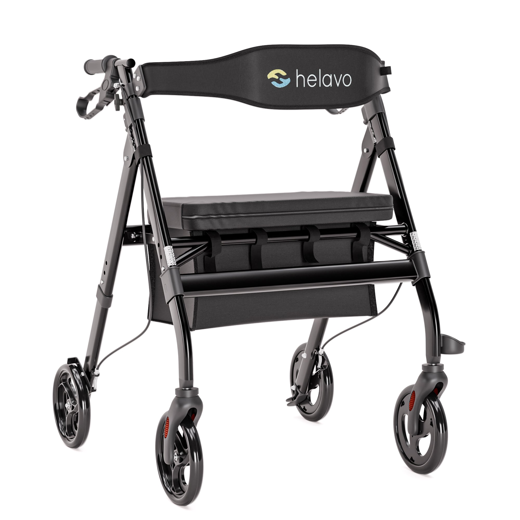 Helavo Heavy Duty Walker with Large, Height-Adjustable Seat - Extra Wide Bariatric Rollator for Seniors - 226 kg Weight Capacity