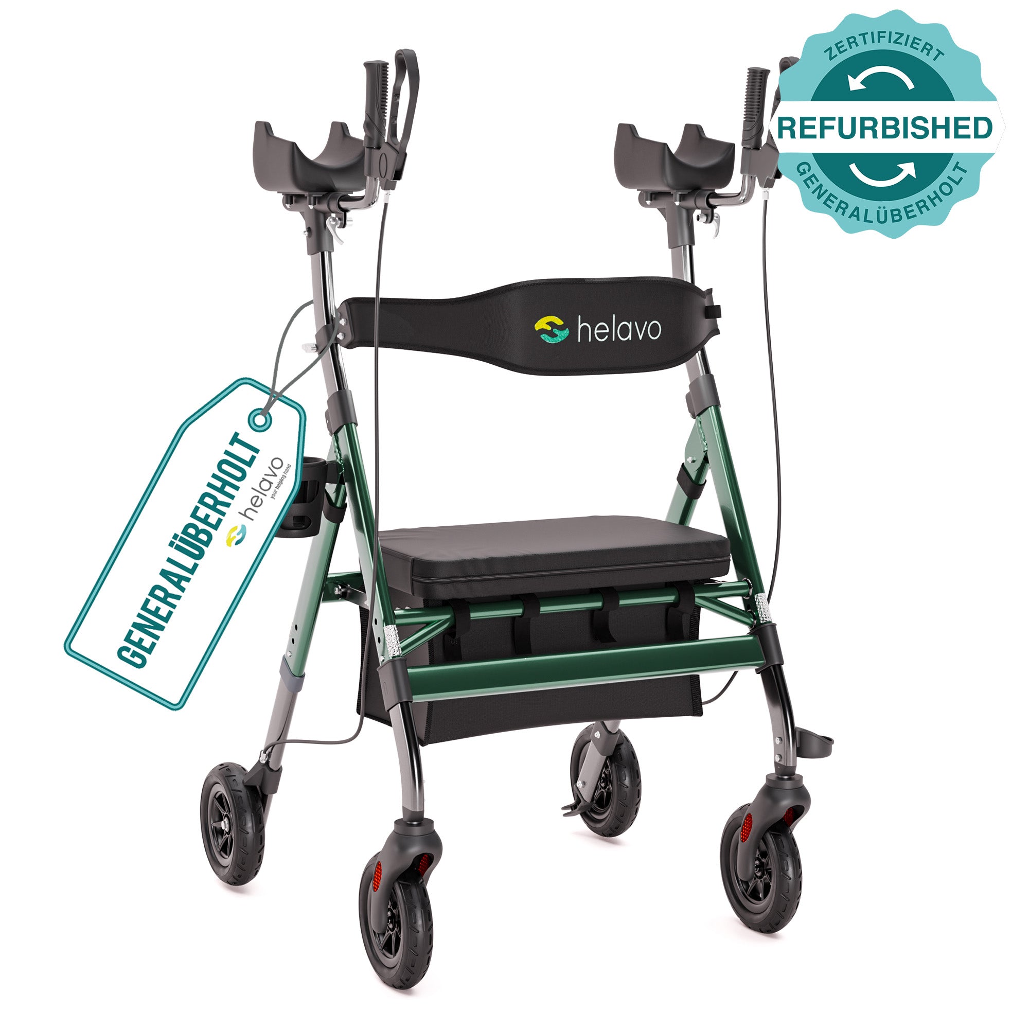 Generalüberholt Extra breiter Schwerlastrollator Arthritis-Rollator mit Armauflagen H1360 Grün