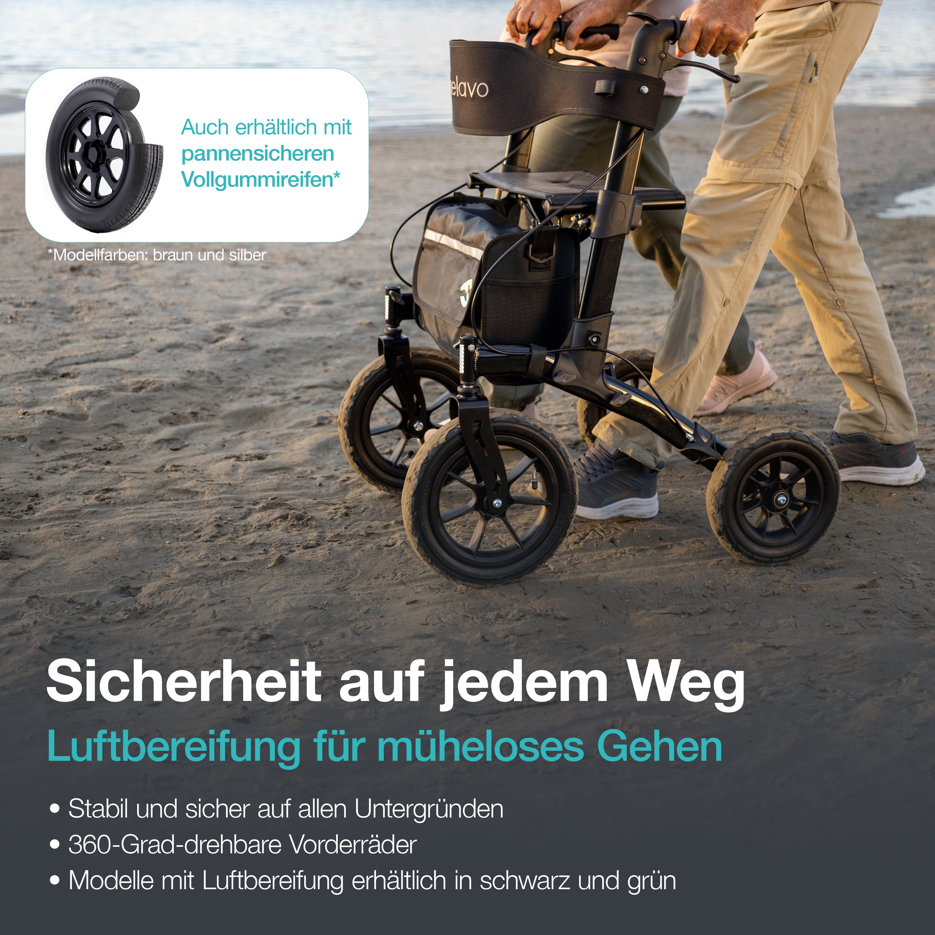 Overhauled Outdoor Rollator with Pneumatic Tires H1040 Series