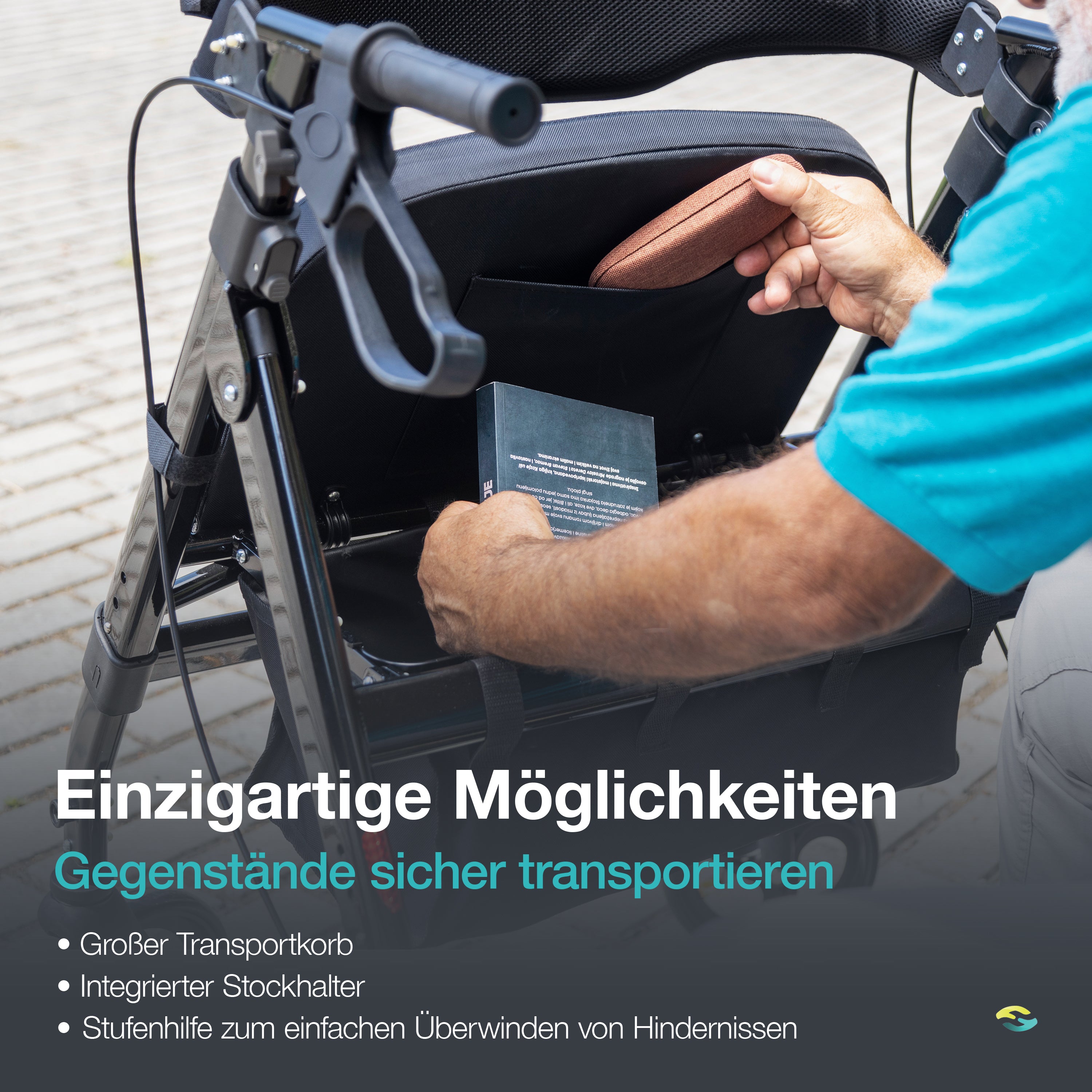 Helavo Heavy Duty Walker with Large, Height-Adjustable Seat - Extra Wide Bariatric Rollator for Seniors - 226 kg Weight Capacity