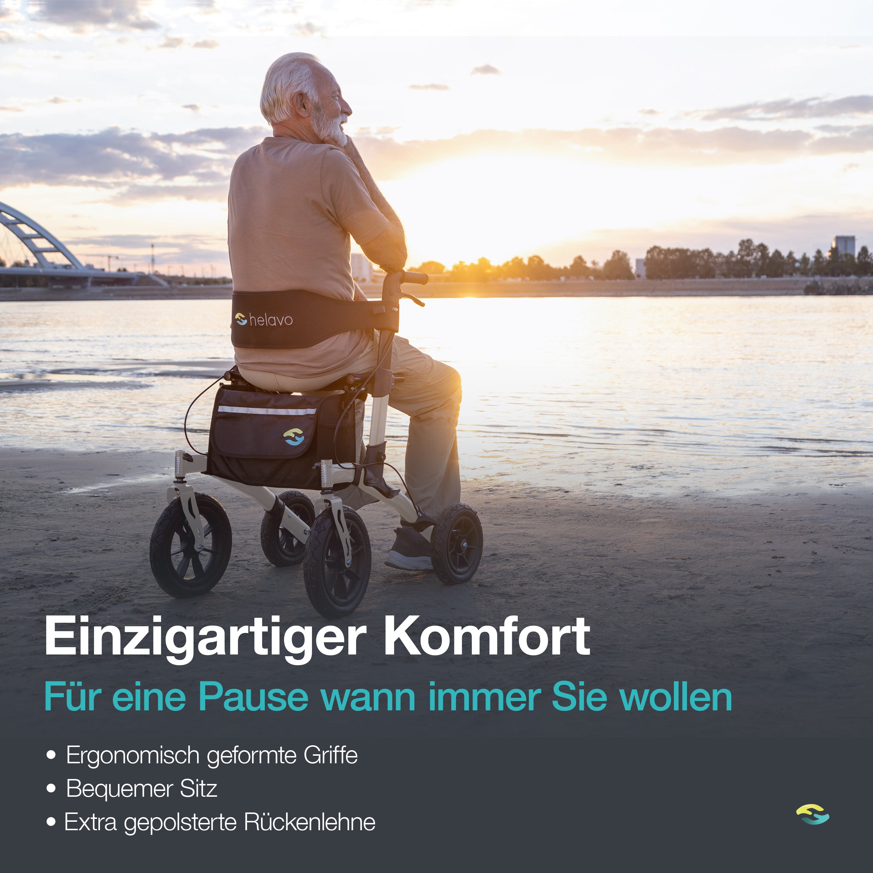 Outdoor Rollator with Puncture-Proof Solid Rubber Tires H1140 Series 