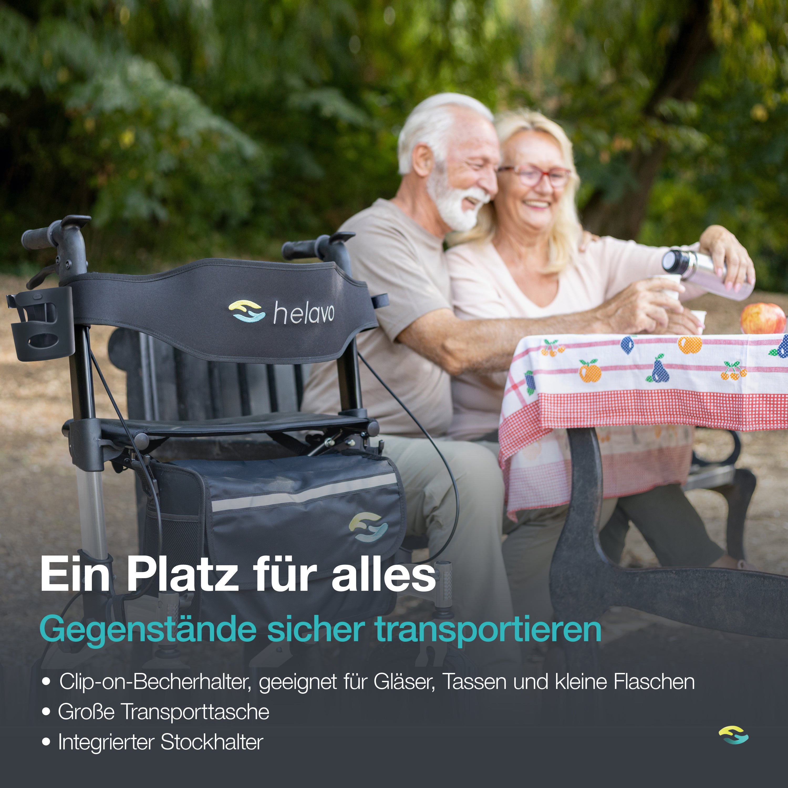 Outdoor Rollator with Puncture-Proof Solid Rubber Tires H1140 Series 
