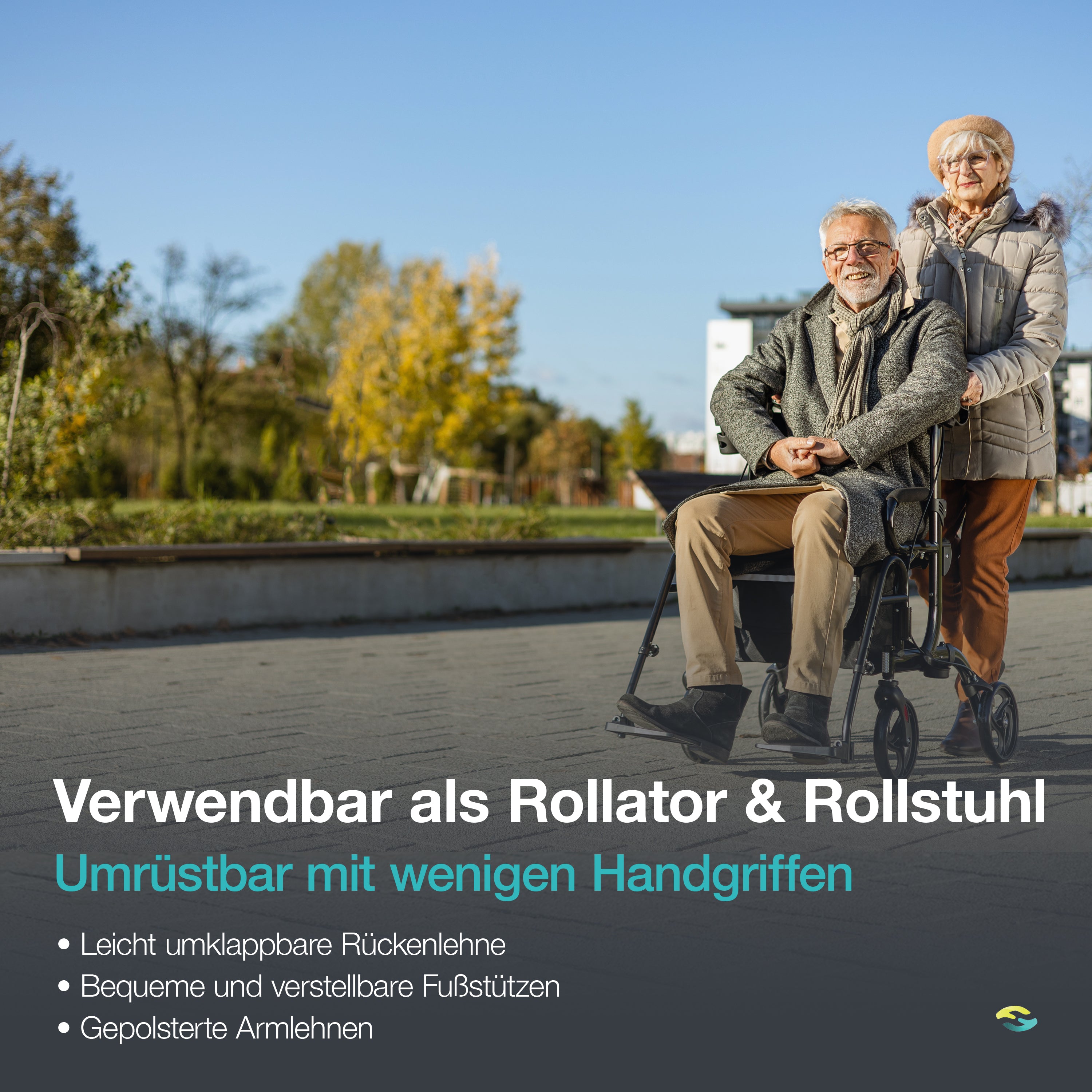 2 in 1 Rollator &amp; Wheelchair in One H1070 Black 
