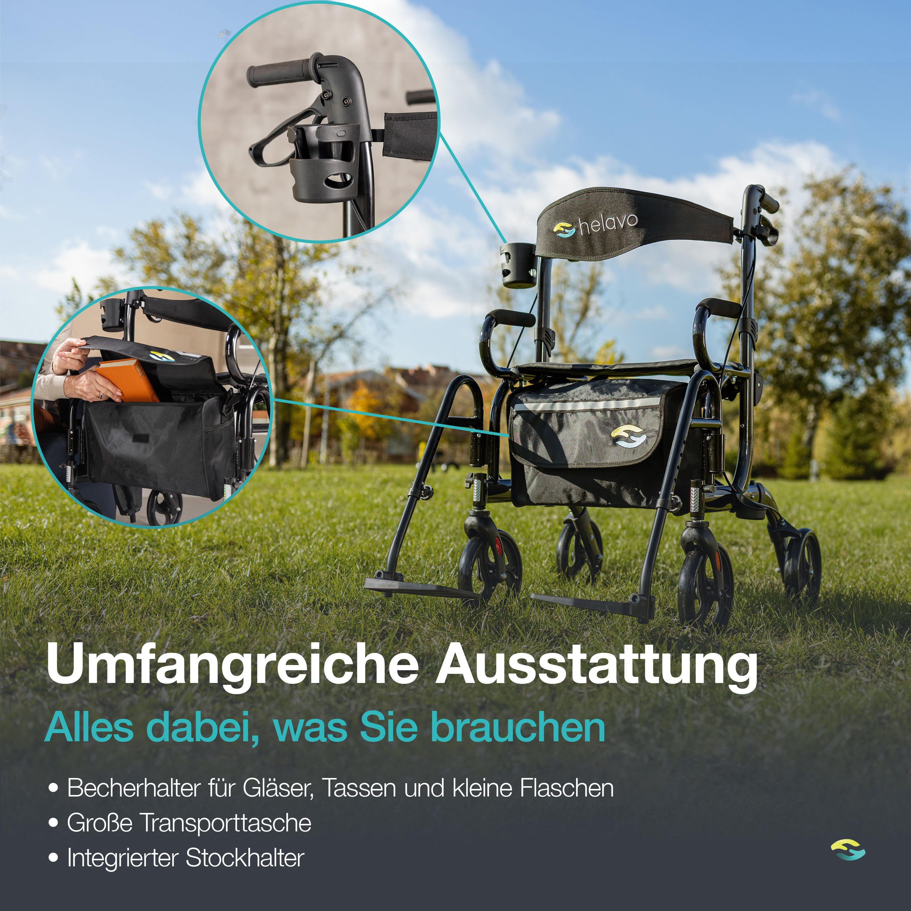 2 in 1 Rollator &amp; Wheelchair in One H1070 Black 