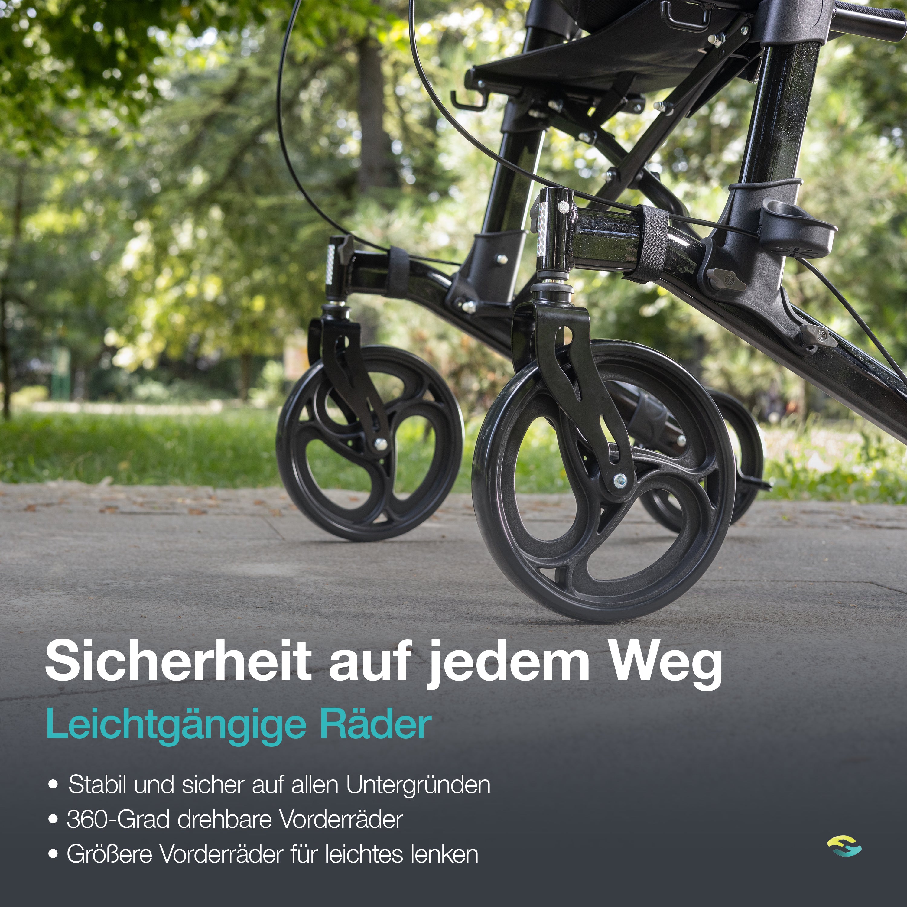 Generalüberholt  Arthritis-Rollator mit gepolsterten Unterarmstützen H1060 Schwarz