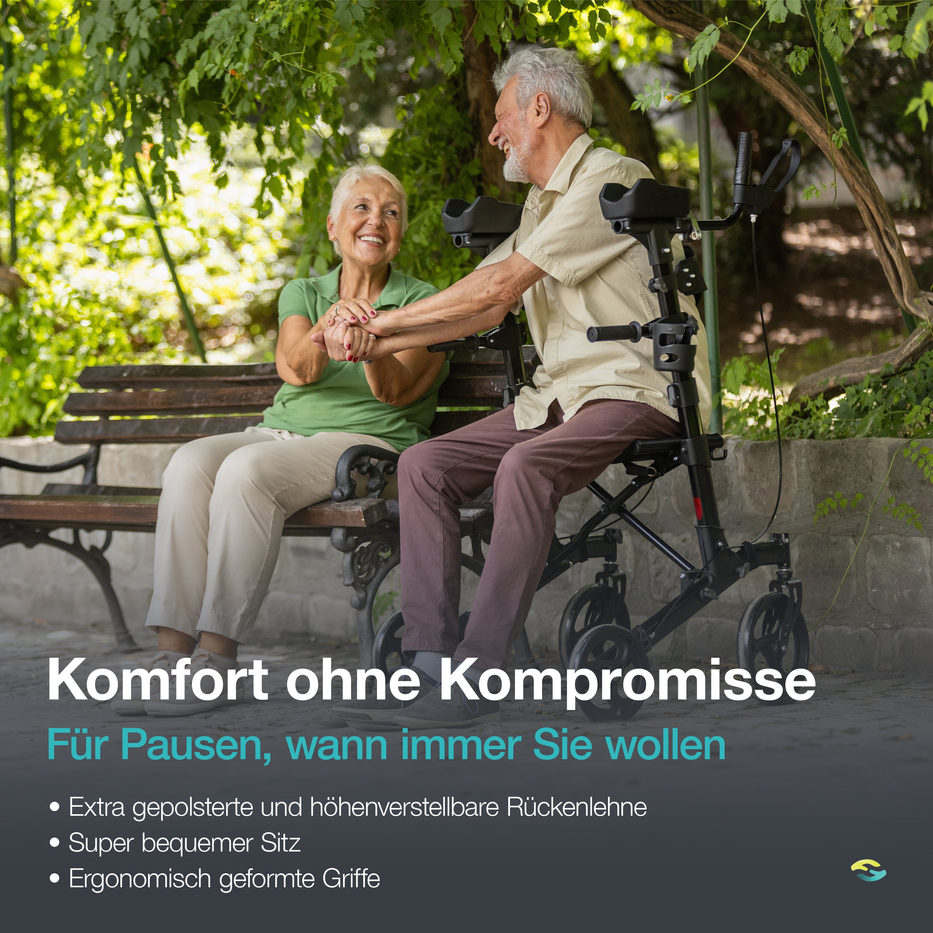 Generalüberholt  Arthritis-Rollator mit gepolsterten Unterarmstützen H1060 Schwarz