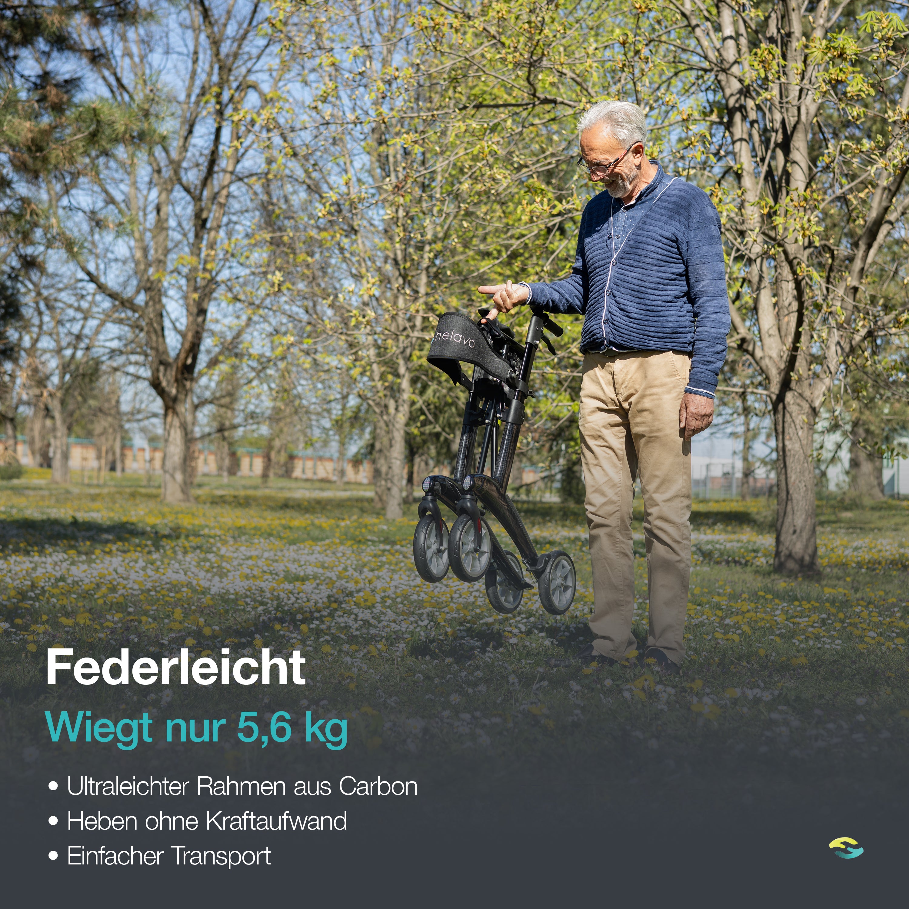 Ultraleichter Carbon-Rollator H1210 Schwarz
