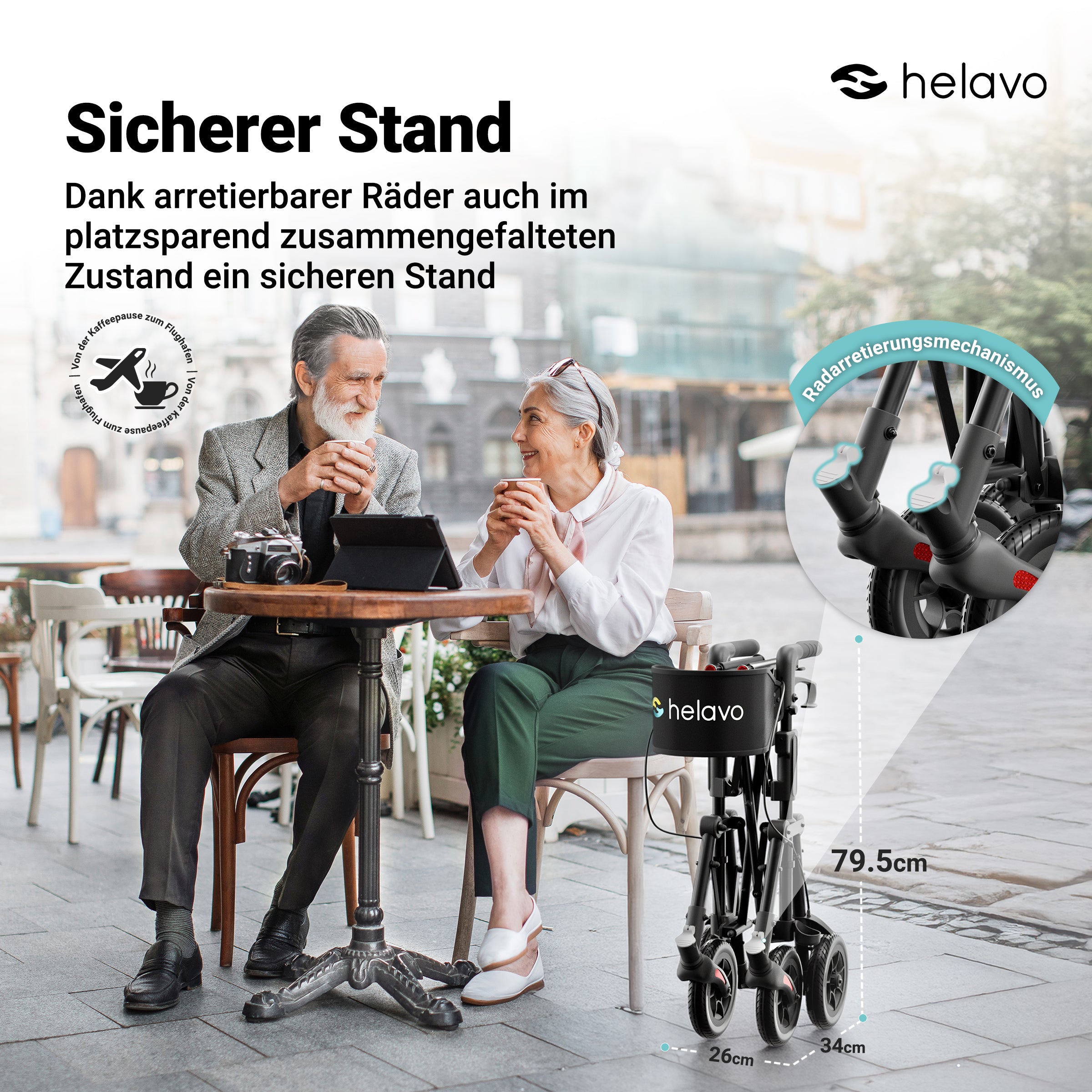 Foldable and Lightweight Walker with Seat for Seniors H1320 Black