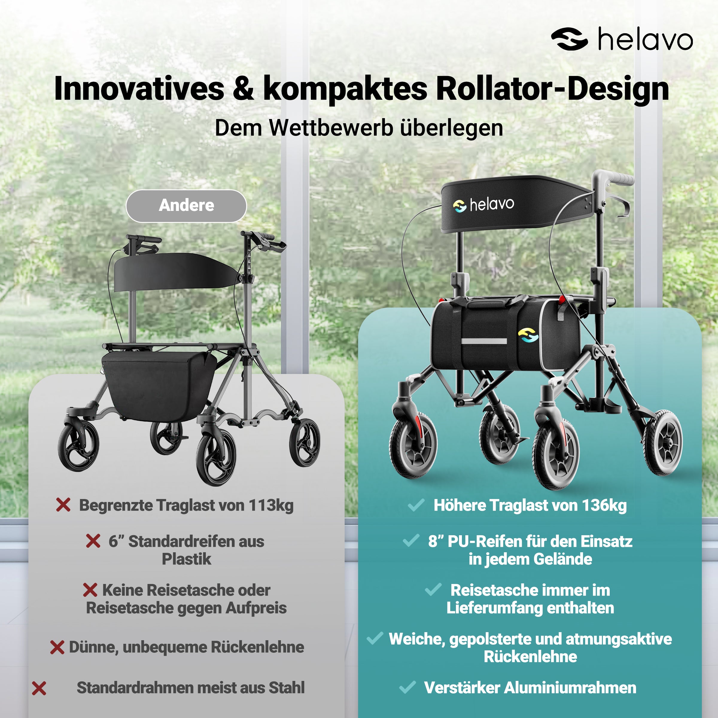 Foldable and Lightweight Walker with Seat for Seniors H1320 Black