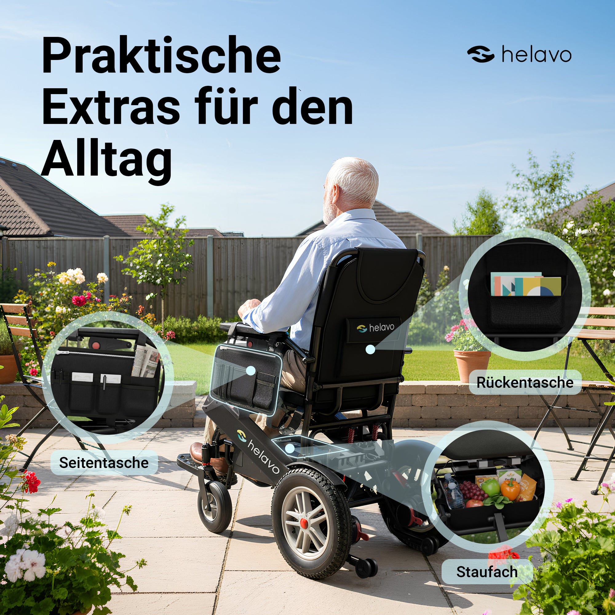Wide All-Terrain Electric Wheelchair for Adults - Fast-Folding Electric Wheelchair H2010