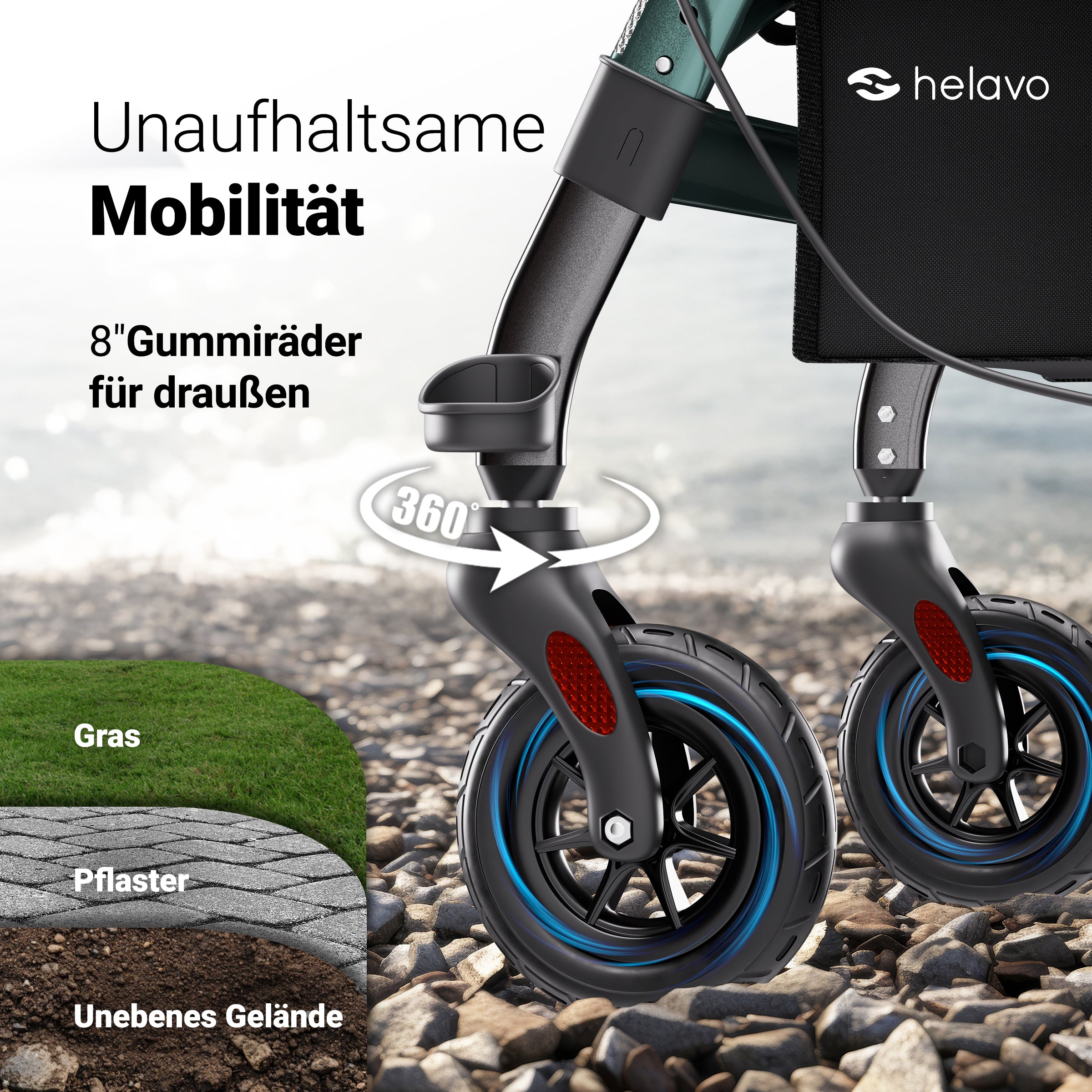Extra wide heavy-duty rollator Arthritis rollator with armrests H1360 Green 
