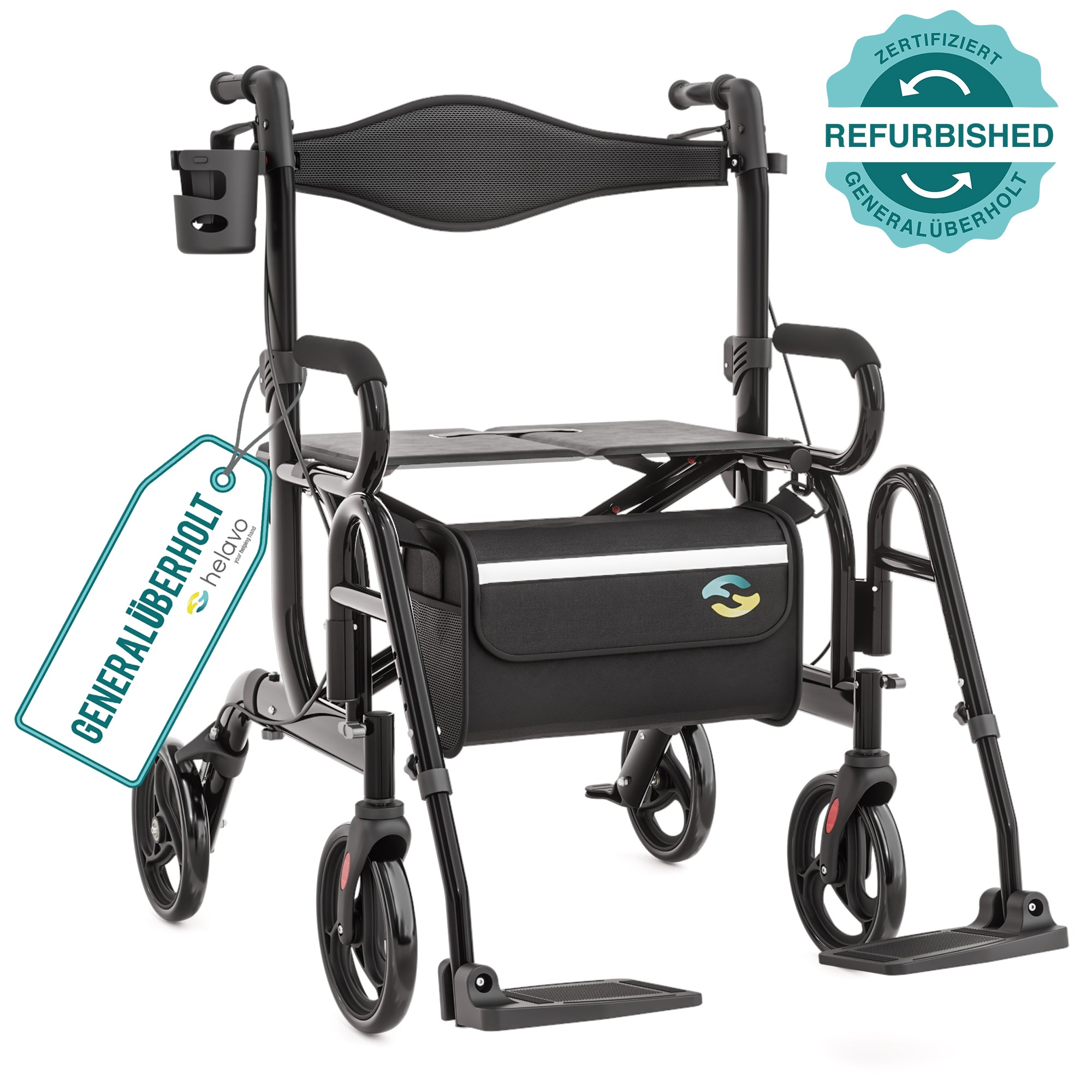 2 in 1 Rollator &amp; Wheelchair in One H1070 Black 