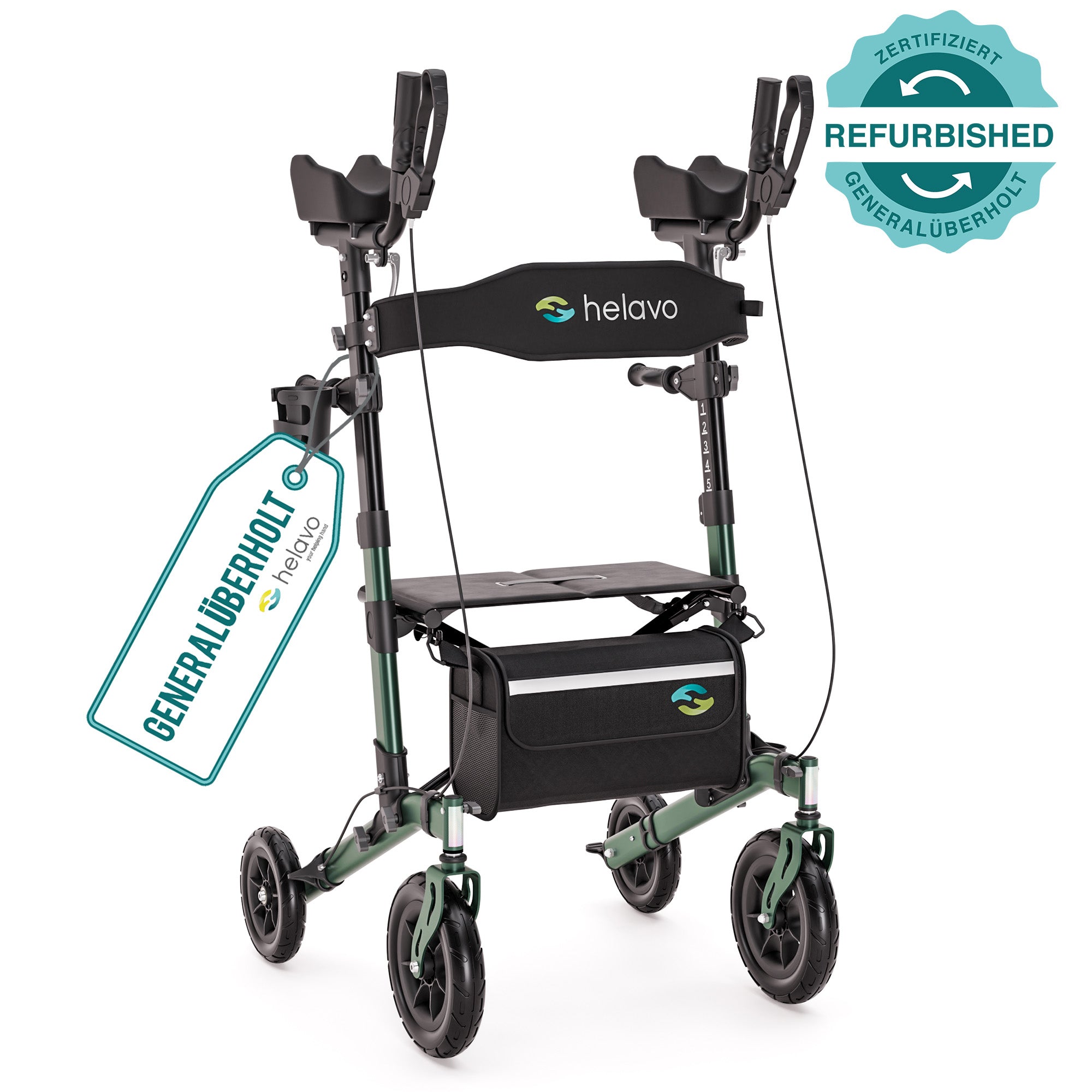 Outdoor Arthritis Rollator with Puncture-Proof Solid Rubber Tires H1160 Green